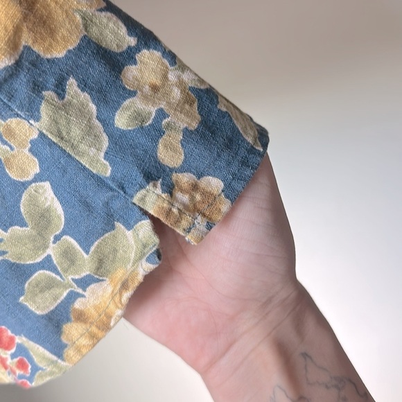 Vintage Bickett & Ingrish Linen Cotton Floral Sleeveless Collared Top 6 - Picture 8 of 9
